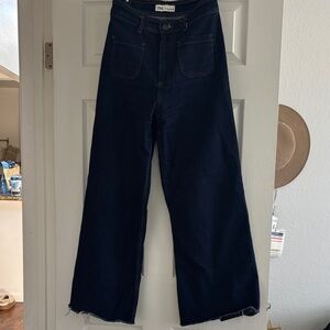 Zara Dark Blue Flare & Wide Leg Jeans